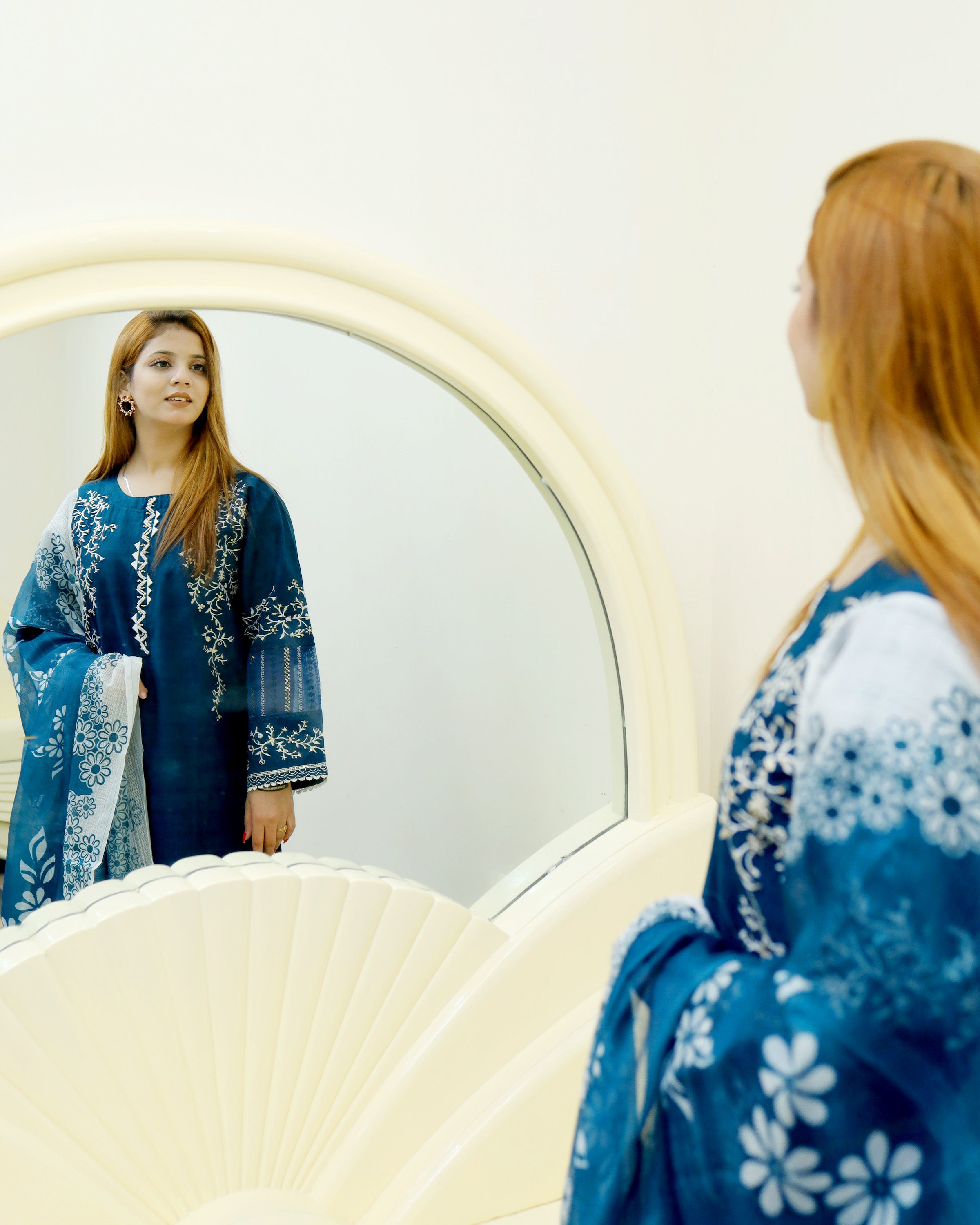 Winter -Azure Blossom - 3Pc Embroidered Dress