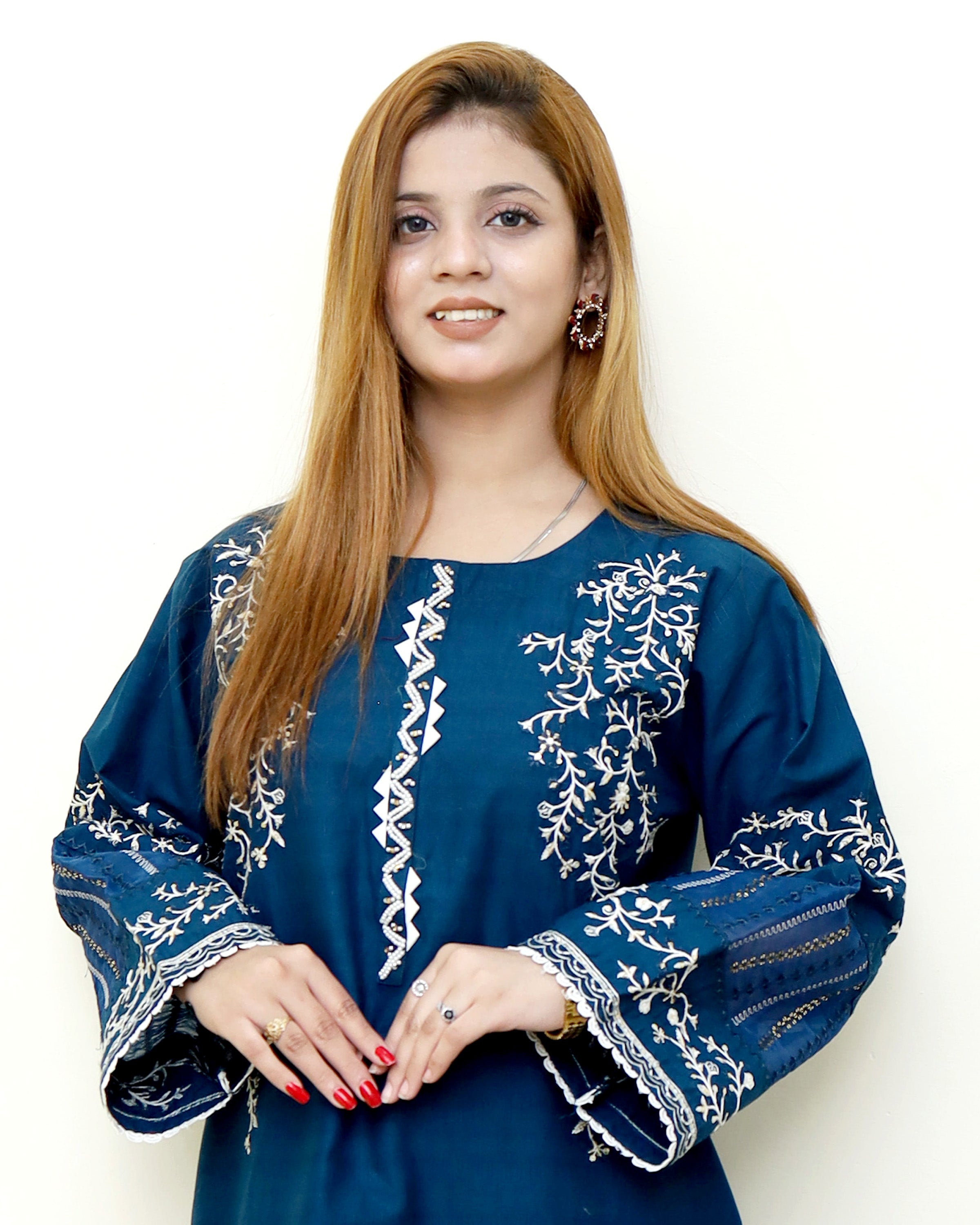 Winter -Azure Blossom - 3Pc Embroidered Dress